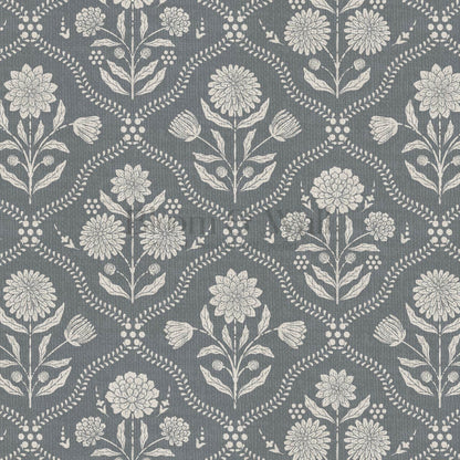 Mimi Heritage Floral Trellis Slate Ivory Wallpaper
