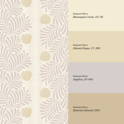 Mirabelle Japandi Botanical Stripes Plum Wallpaper