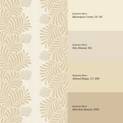 Mirabelle Japandi Botanical Stripes Yellow Wallpaper