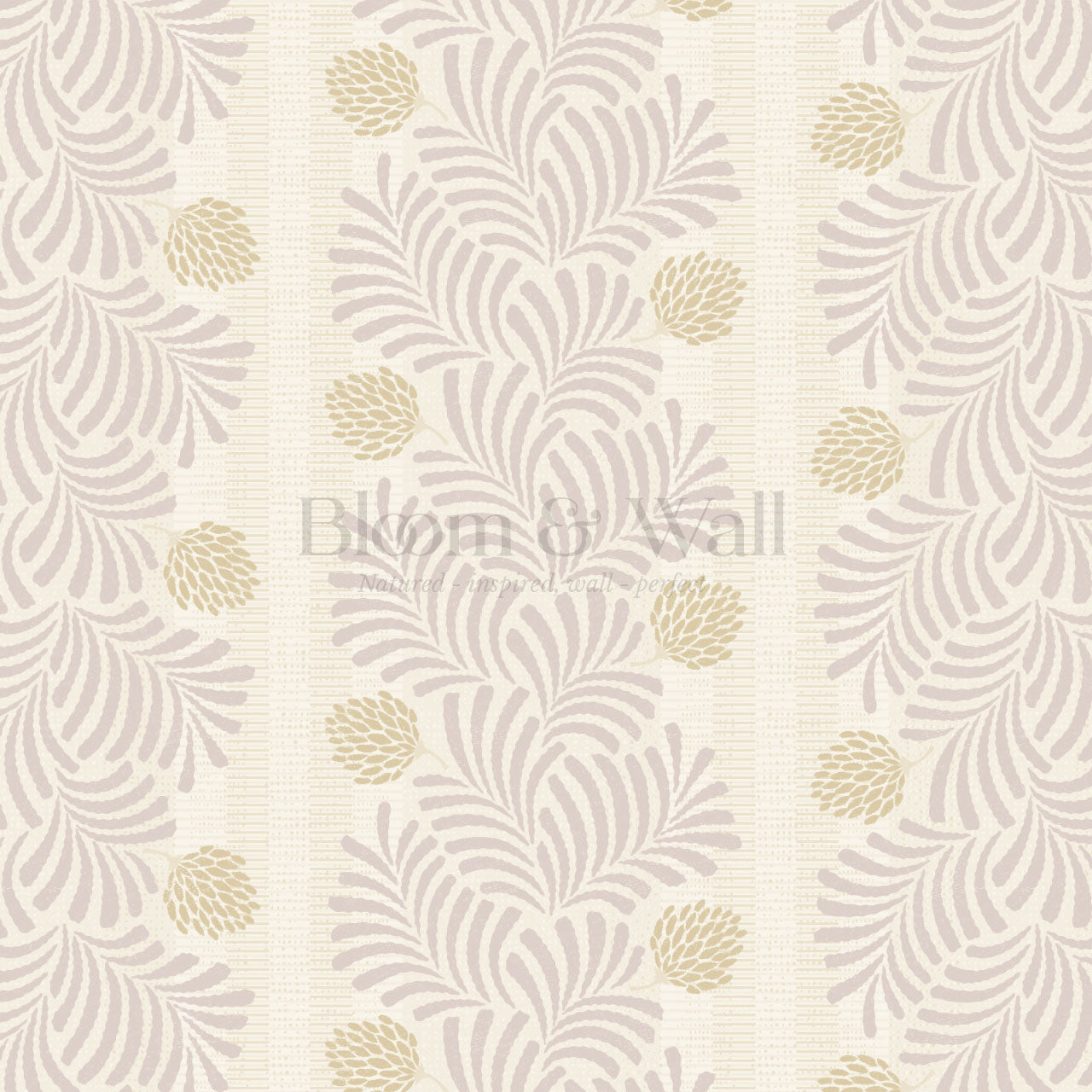 Mirabelle Japandi Botanical Stripes Plum Wallpaper