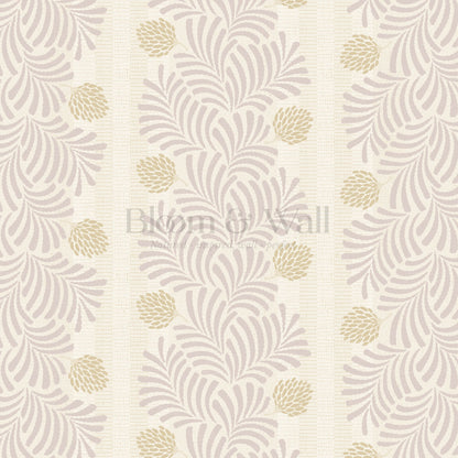 Mirabelle Japandi Botanical Stripes Plum Wallpaper