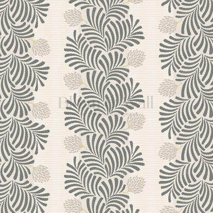 Mirabelle Japandi Botanical Stripes Slate Wallpaper