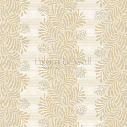 Mirabelle Japandi Botanical Stripes Yellow Wallpaper