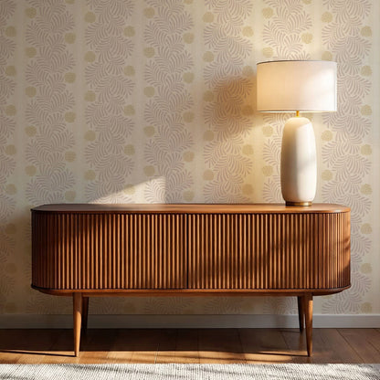 Mirabelle Japandi Botanical Stripes Plum Wallpaper