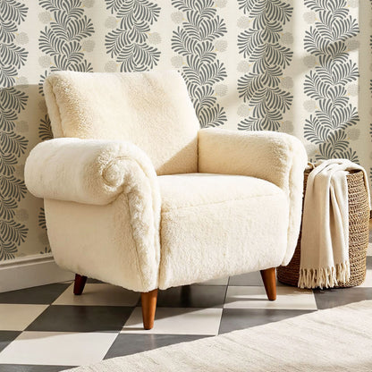Mirabelle Japandi Botanical Stripes Slate Wallpaper