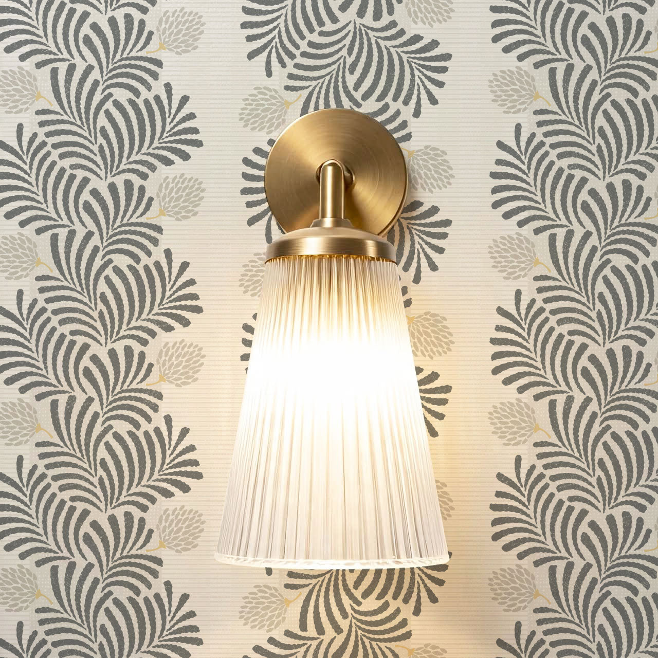 Mirabelle Japandi Botanical Stripes Slate Wallpaper