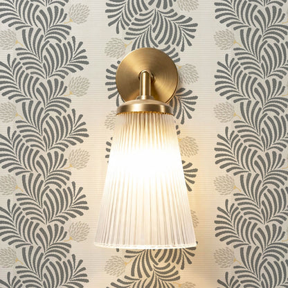 Mirabelle Japandi Botanical Stripes Slate Wallpaper