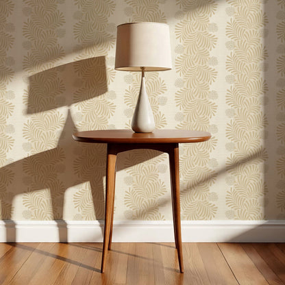 Mirabelle Japandi Botanical Stripes Yellow Wallpaper