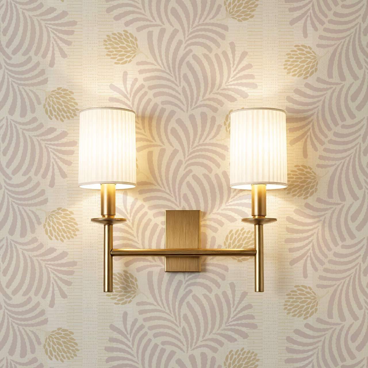 Mirabelle Japandi Botanical Stripes Plum Wallpaper