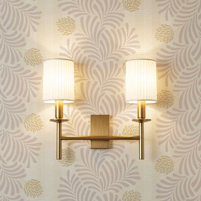 Mirabelle Japandi Botanical Stripes Plum Wallpaper