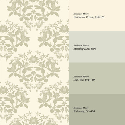 Mirtel Floral Fanfare Cream Sage Wallpaper