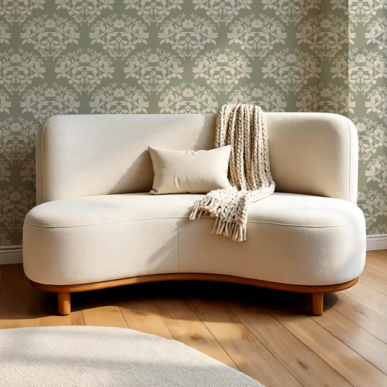 Mirtel Floral Fanfare Sage Cream Wallpaper