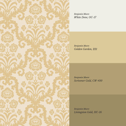 Molly Classic Damask Butter Gold Wallpaper
