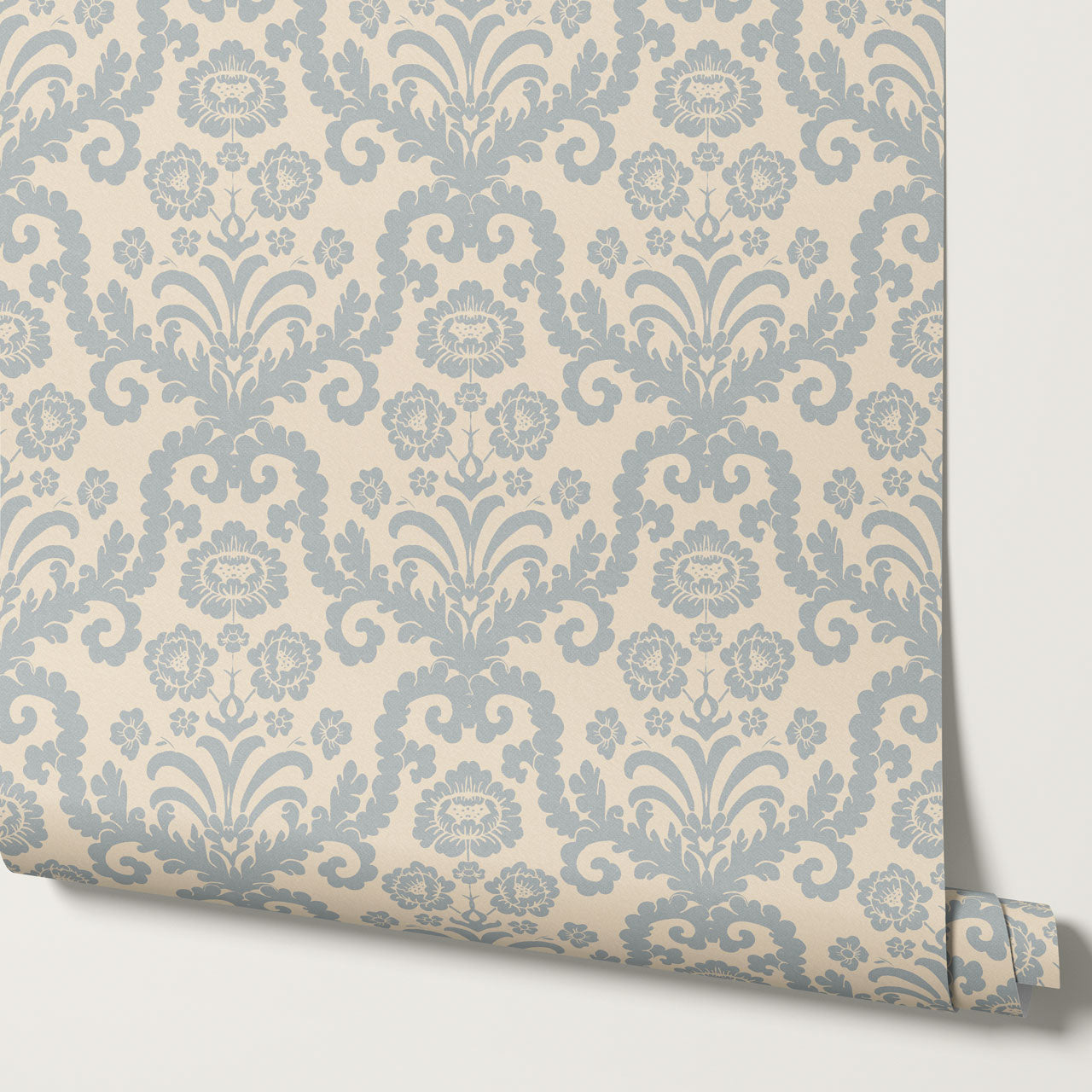Molly Classic Damask French Blue Wallpaper