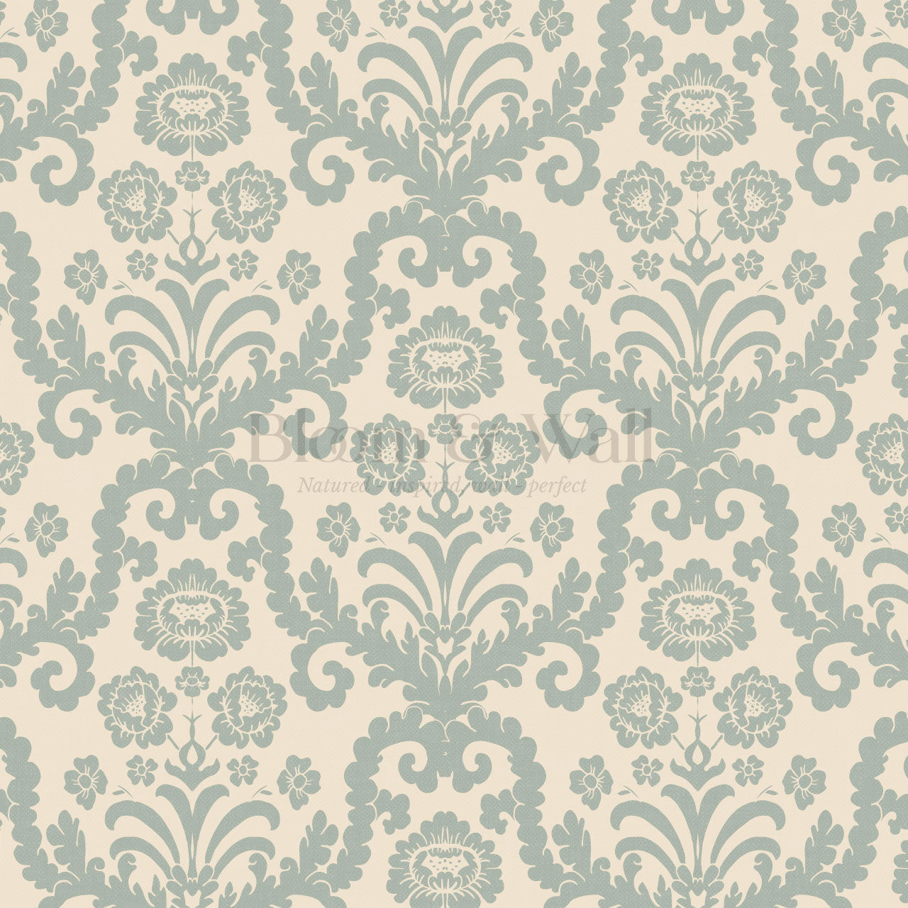 Molly Classic Damask Cream Sage Wallpaper