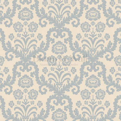 Molly Classic Damask French Blue Wallpaper