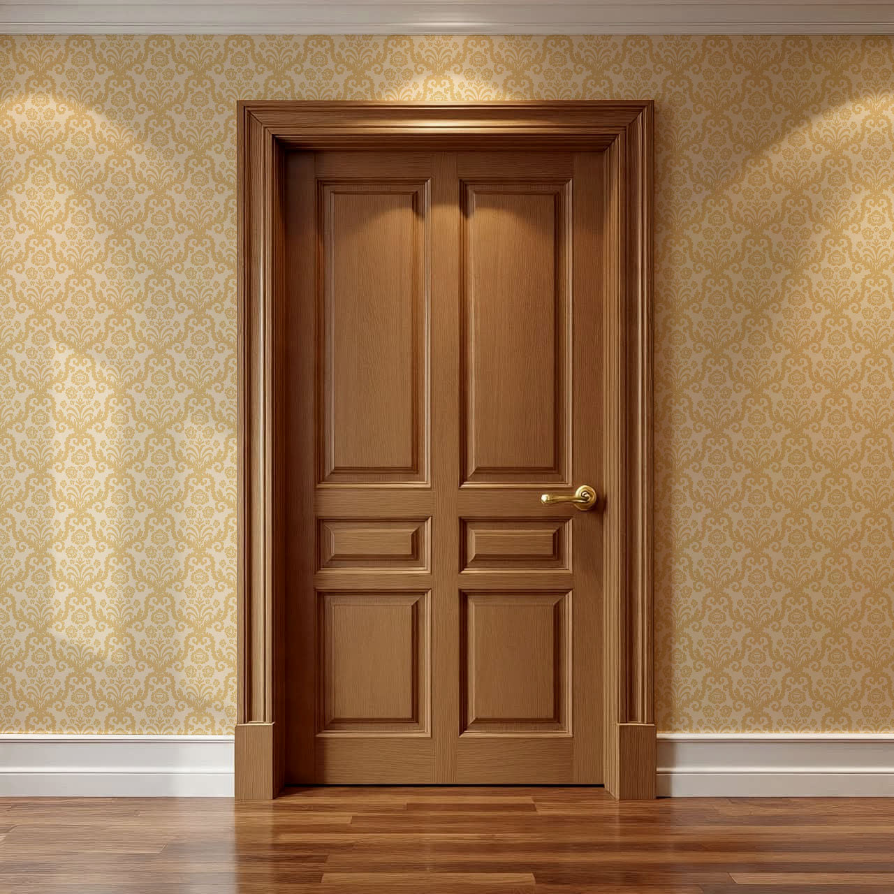 Molly Classic Damask Butter Gold Wallpaper