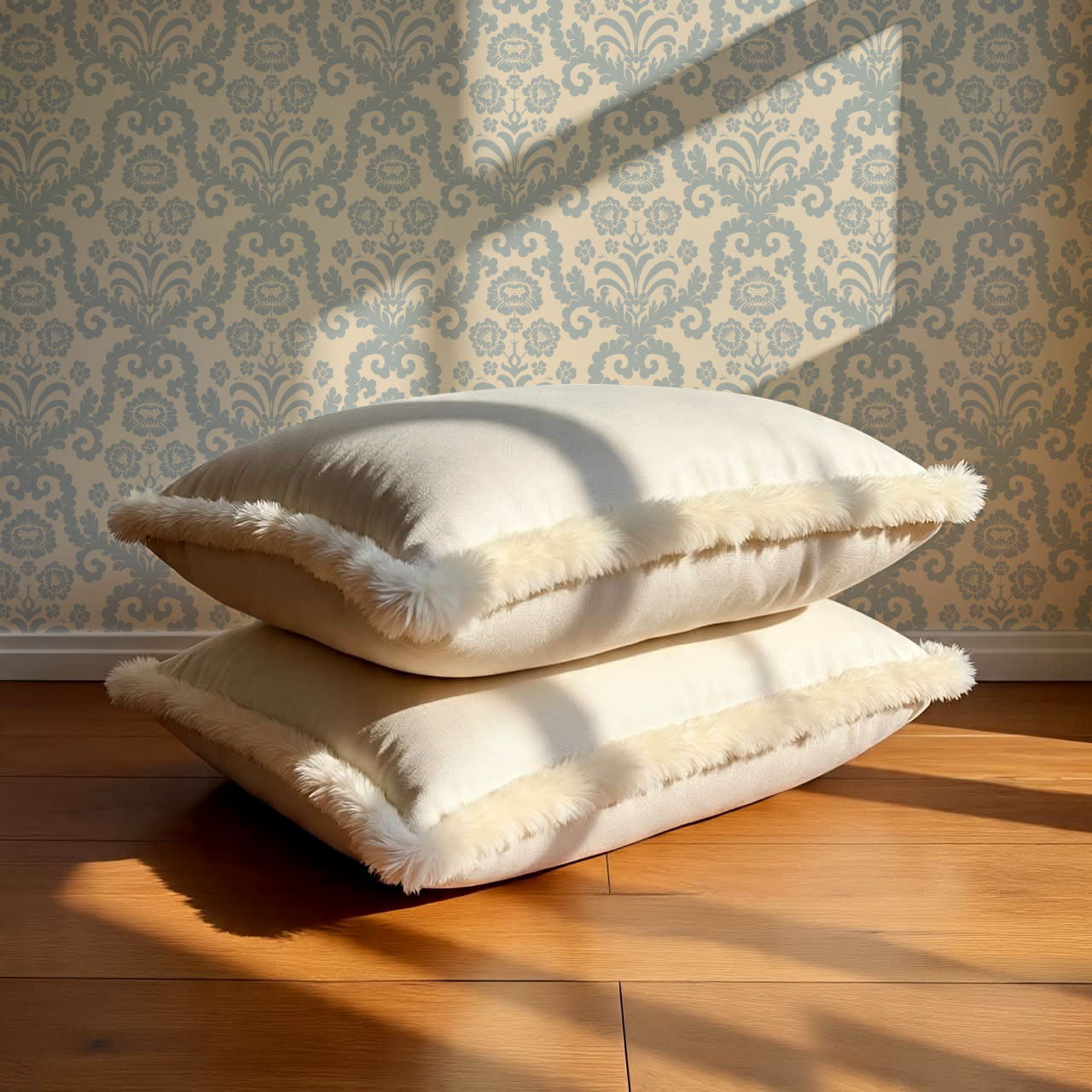 Molly Classic Damask French Blue Wallpaper