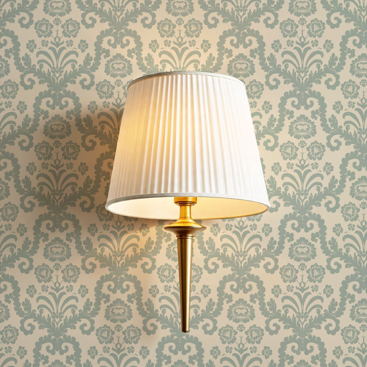 Molly Classic Damask Cream Sage Wallpaper