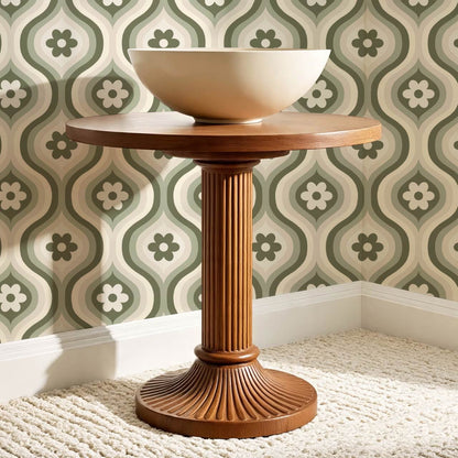 Monica Groovy Daisy Ogee Sage Ivory Wallpaper