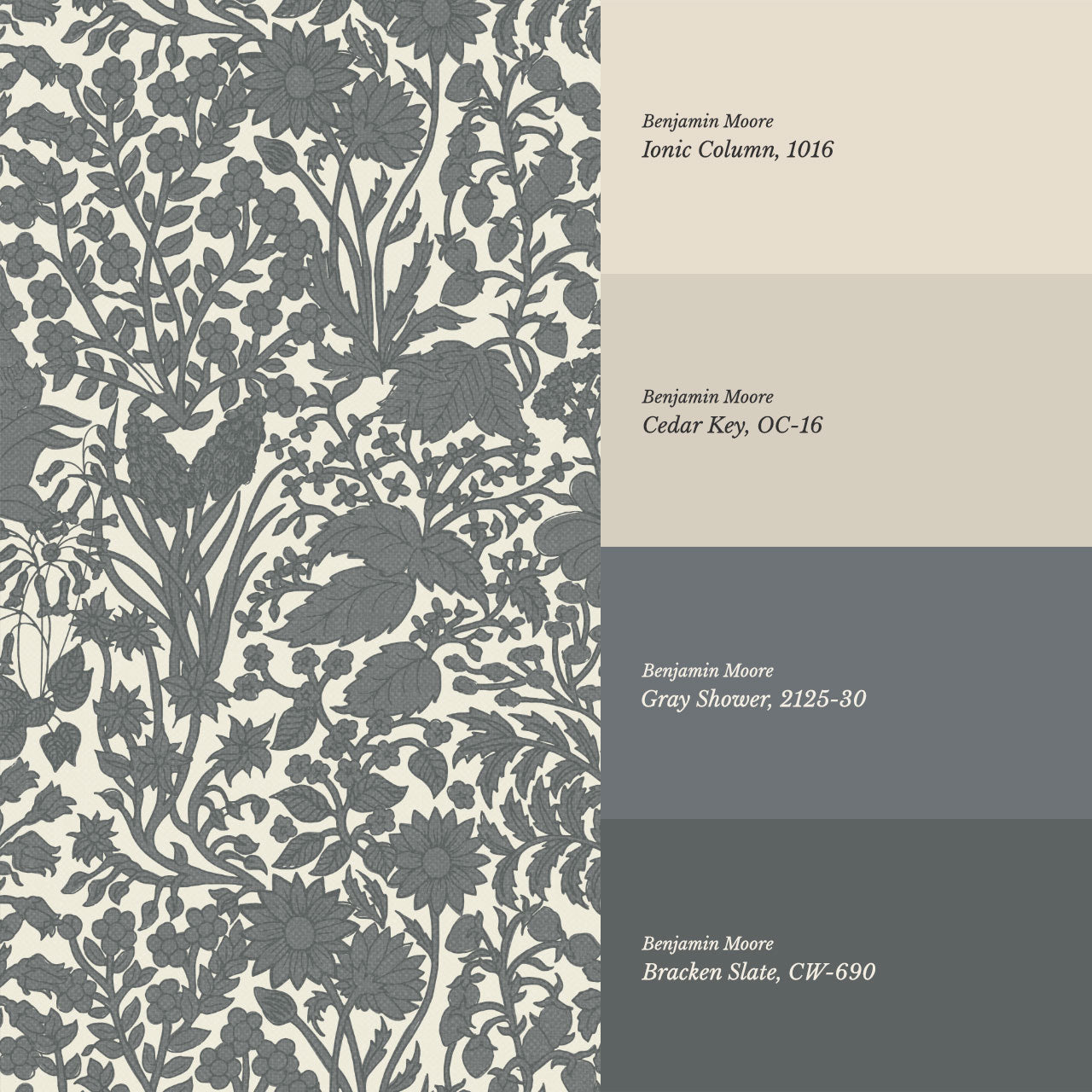 Montpellier Garden Slate Wallpaper