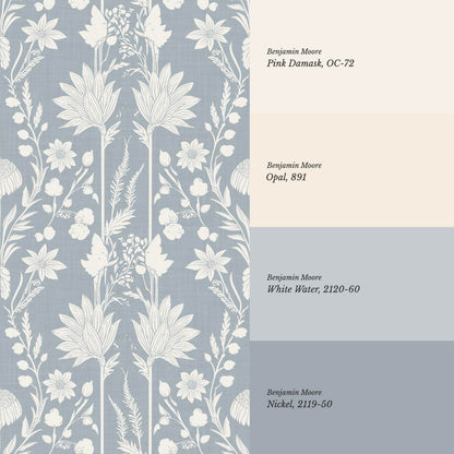 Moretta Wild Garden Dusty Blue Wallpaper