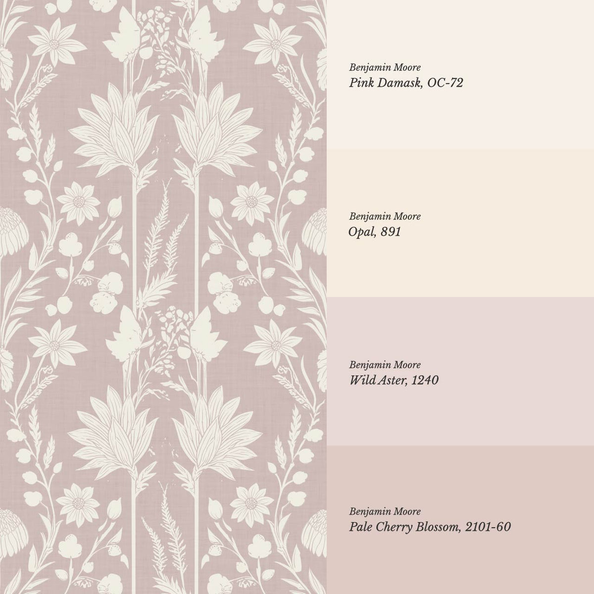Moretta Wild Garden Soft Berry Bone Wallpaper