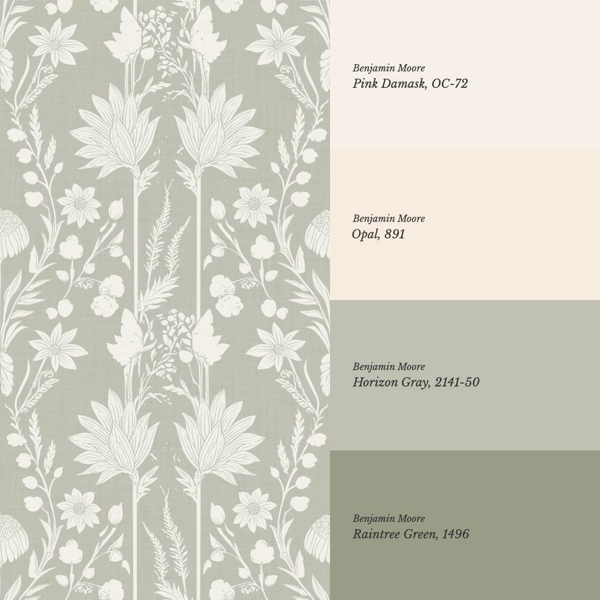 Moretta Wild Garden Soft Sage Ivory Wallpaper