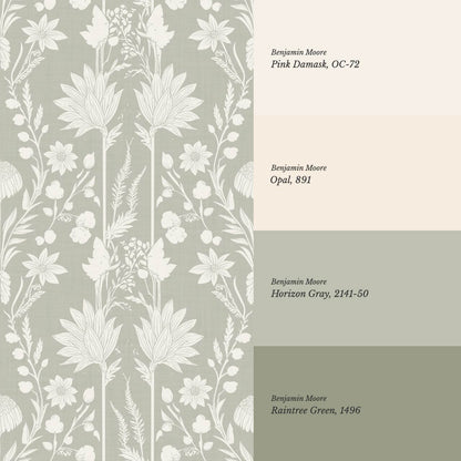 Moretta Wild Garden Soft Sage Ivory Wallpaper