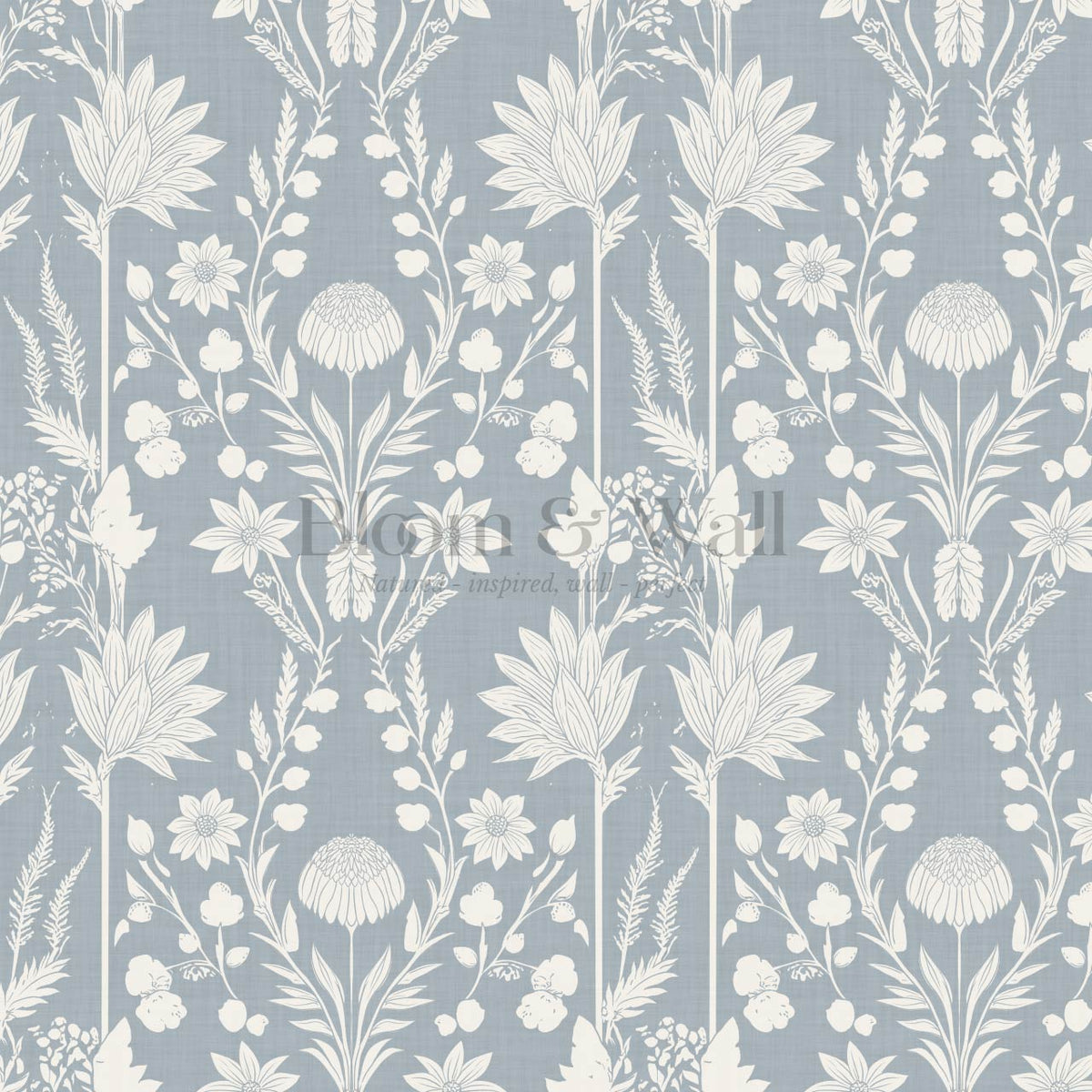 Moretta Wild Garden Dusty Blue Wallpaper