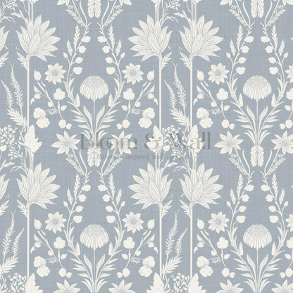 Moretta Wild Garden Dusty Blue Wallpaper