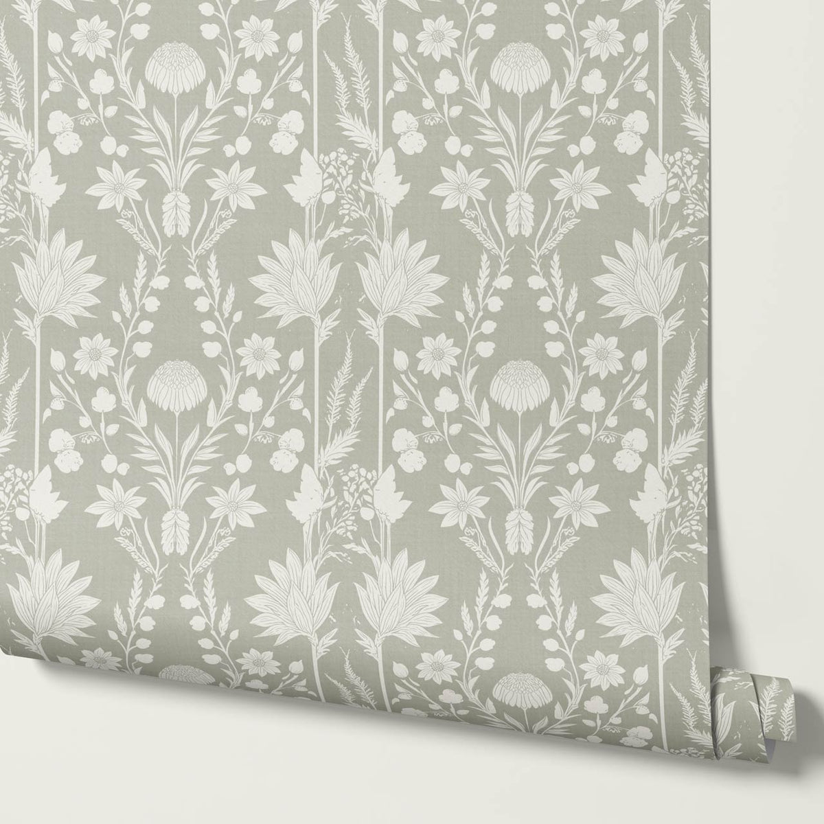 Moretta Wild Garden Soft Sage Ivory Wallpaper