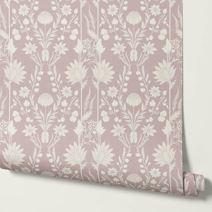 Moretta Wild Garden Soft Berry Bone Wallpaper