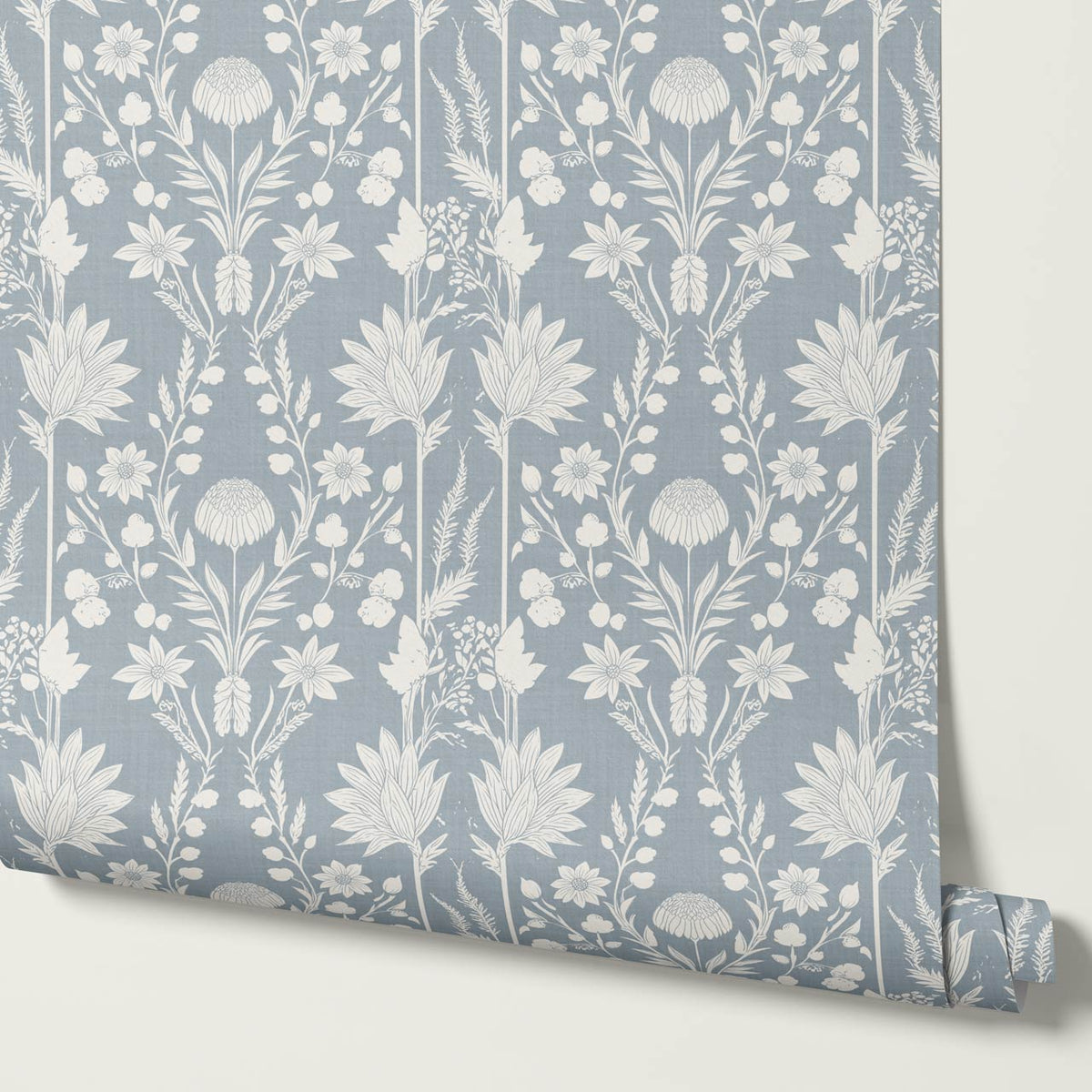Moretta Wild Garden Dusty Blue Wallpaper