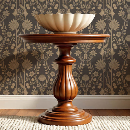 Moretta Wild Garden Charcoal Tan Wallpaper