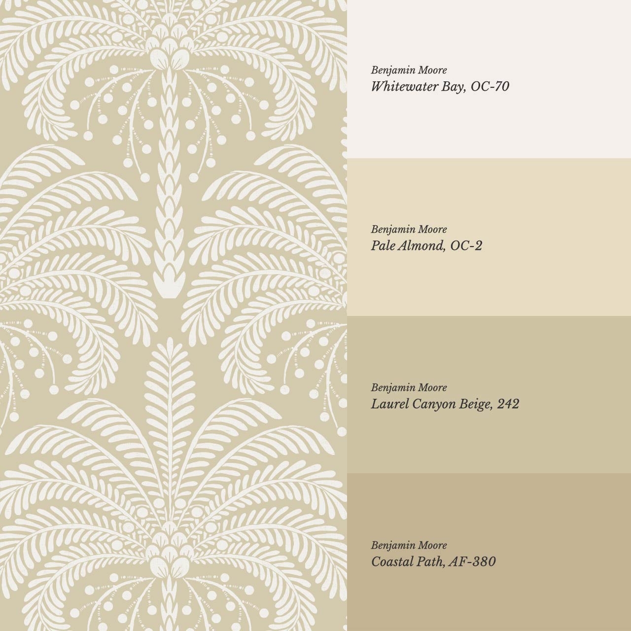 Nadia Large Retro Palms Almond Wallpaper