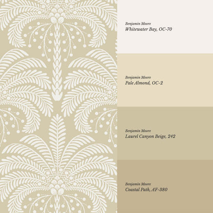 Nadia Large Retro Palms Almond Wallpaper