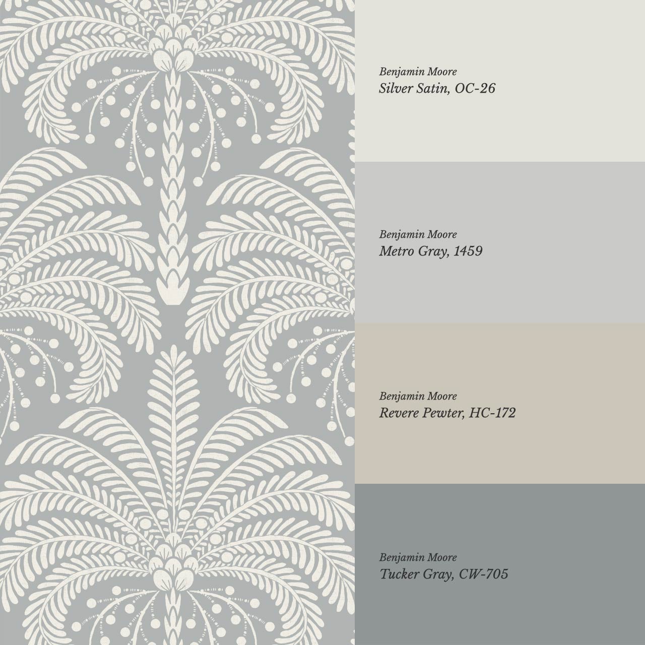 Nadia Large Retro Palms Pale Blue Wallpaper