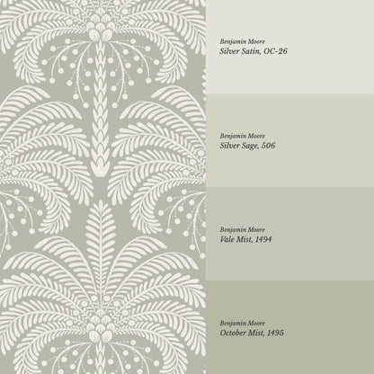 Nadia Large Retro Palms Sage Wallpaper