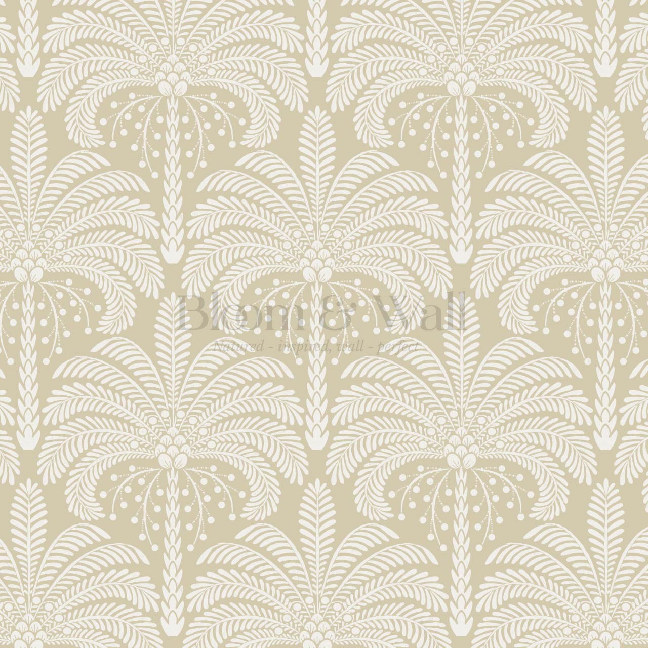 Nadia Large Retro Palms Almond Wallpaper