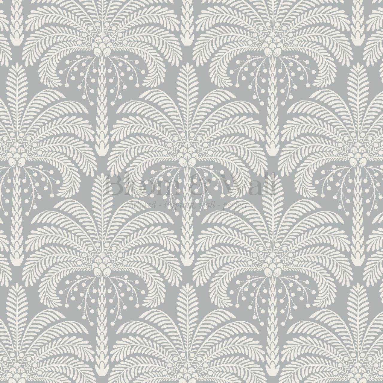 Nadia Large Retro Palms Pale Blue Wallpaper