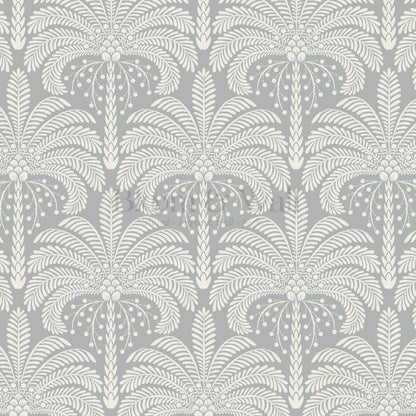 Nadia Large Retro Palms Pale Blue Wallpaper