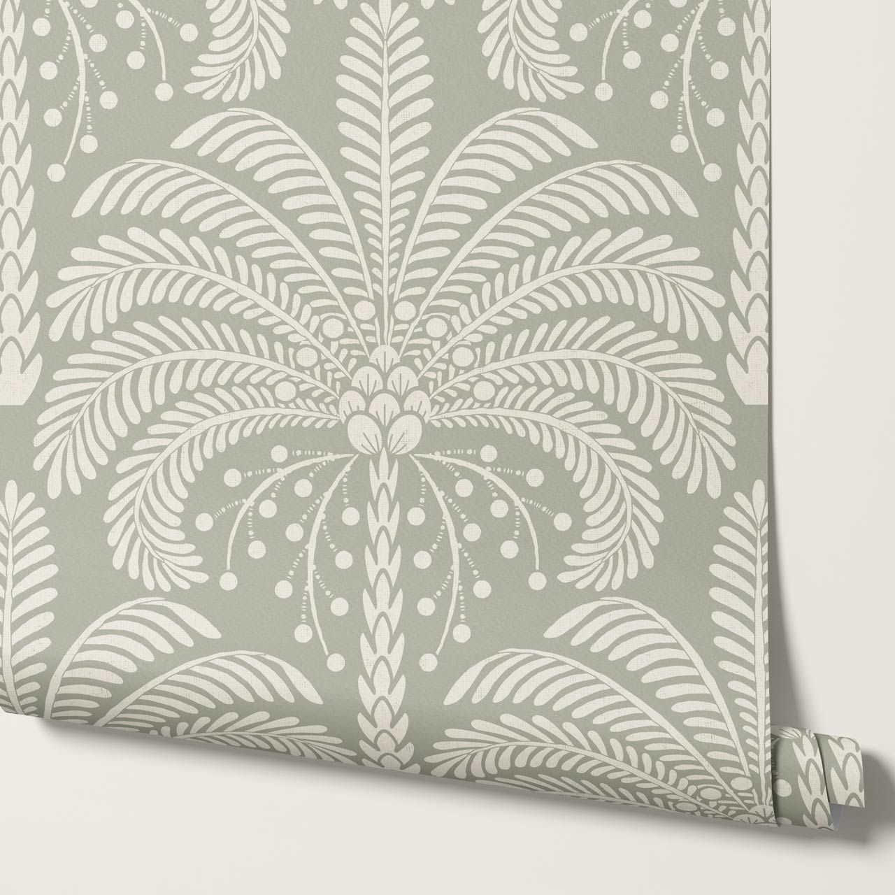 Nadia Large Retro Palms Sage Wallpaper