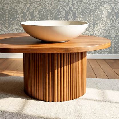 Nadia Large Retro Palms Pale Blue Wallpaper