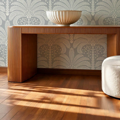 Nadia Large Retro Palms Pale Blue Wallpaper