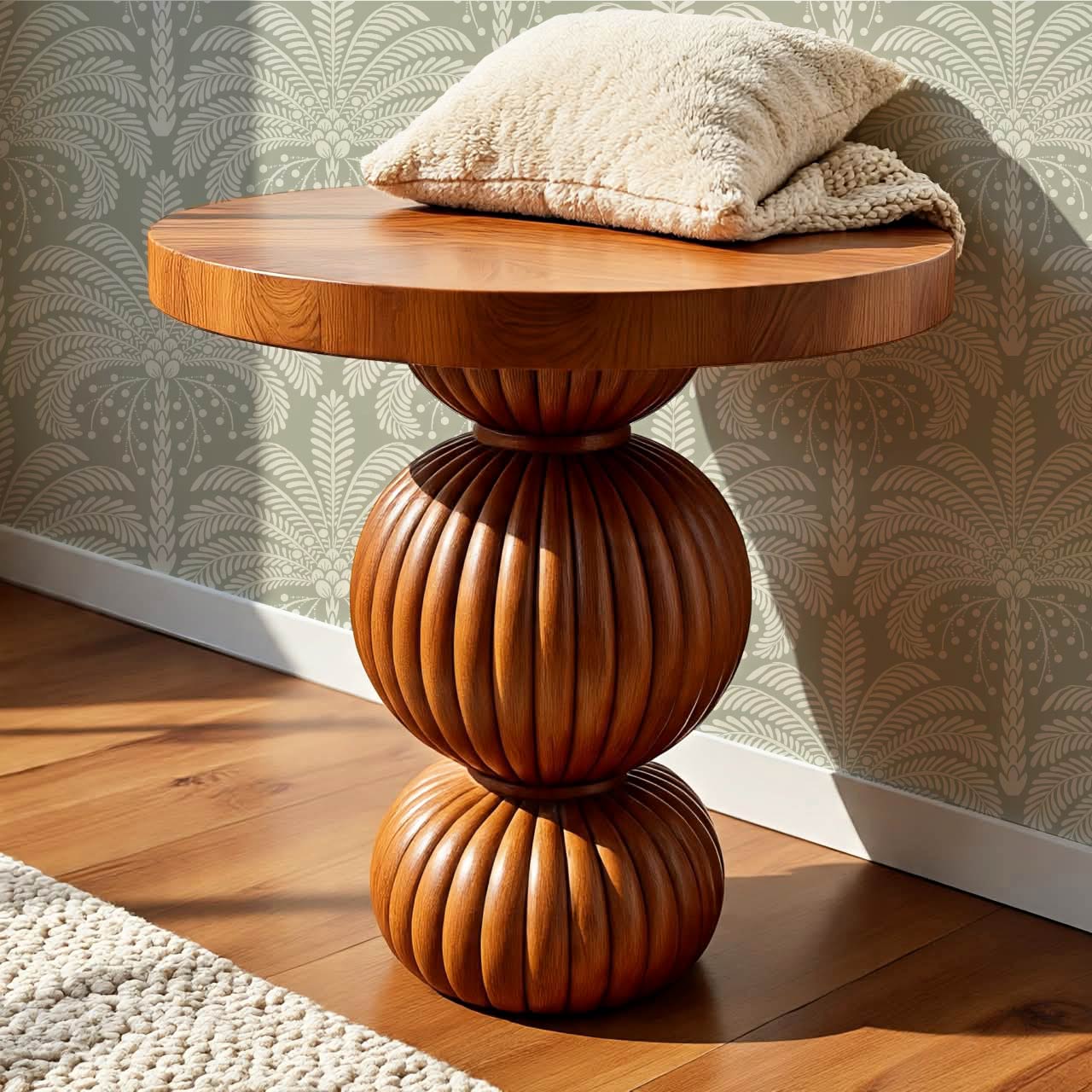 Nadia Large Retro Palms Sage Wallpaper