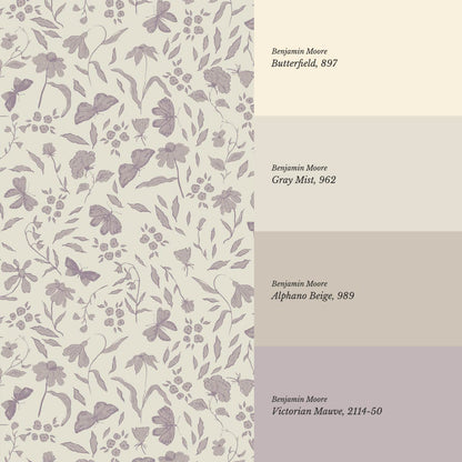 Nahia Butterfly Garden Beige Rose Dust Wallpaper