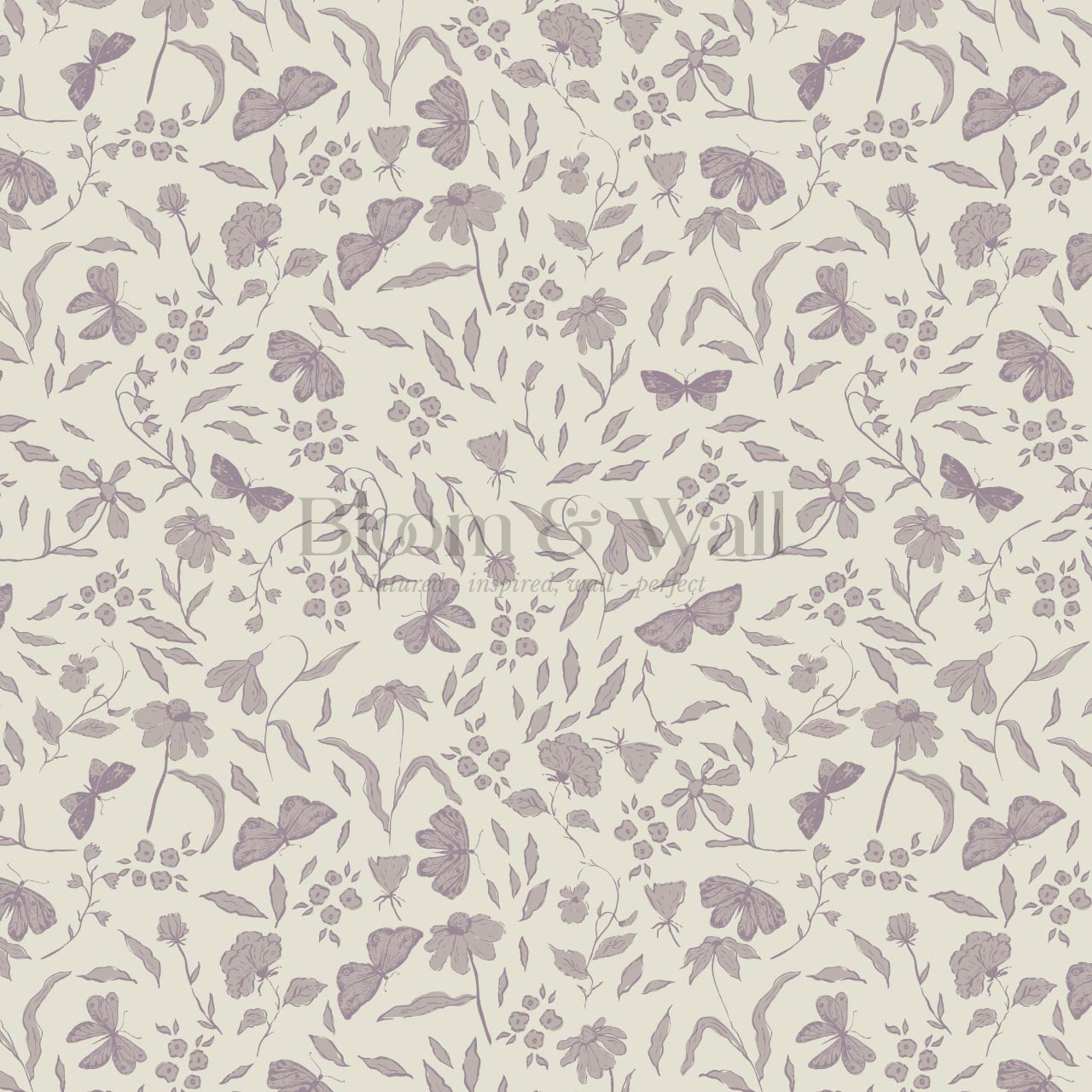 Nahia Butterfly Garden Beige Rose Dust Wallpaper