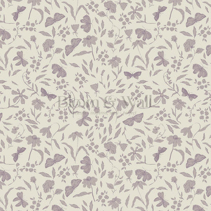 Nahia Butterfly Garden Beige Rose Dust Wallpaper