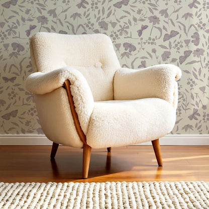 Nahia Butterfly Garden Beige Rose Dust Wallpaper